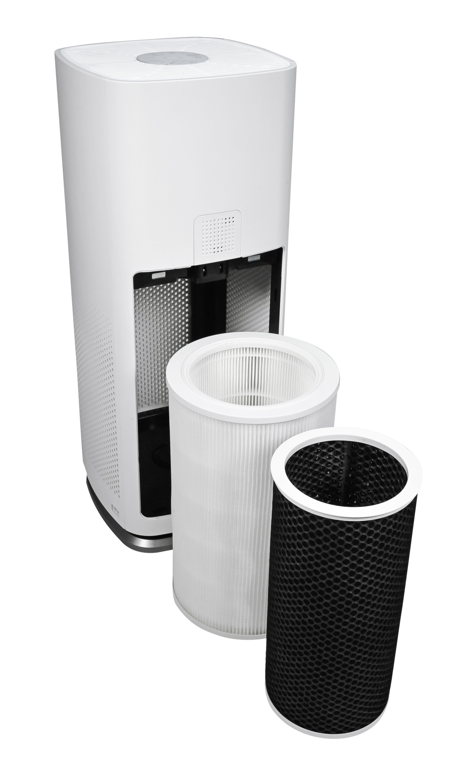 AirDoctor air purifier with advanced filtration system, featuring HEPA and carbon filters designed to capture allergens, dust, smoke, and airborne pollutants for cleaner indoor air.