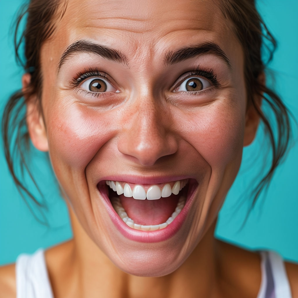 The look of holiday excitement on a womens face