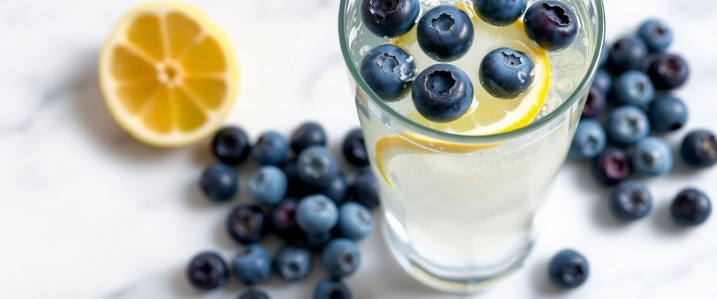 lemon blueberry water, infused water recipe, weight loss hydration, photorealistic drink, healthy detox, refreshing water, slimming recipes, natural ingredients