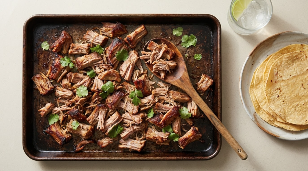 Healthy carnitas cooked until tender and lightly crisped, made with simple ingredients for rich flavor without heavy sauces or extreme cooking methods.