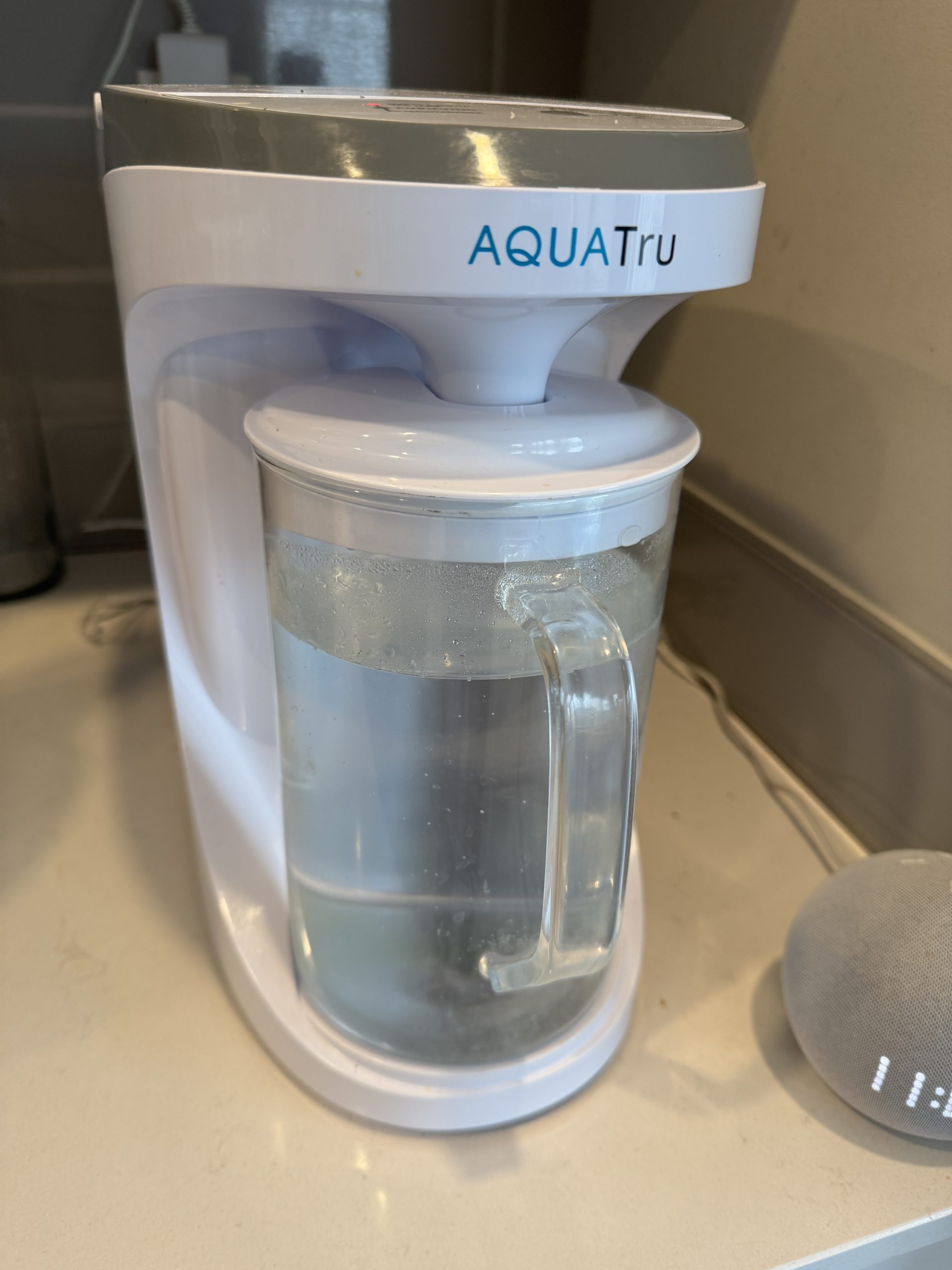 AquaTru Carafe reverse osmosis countertop water filter close up view