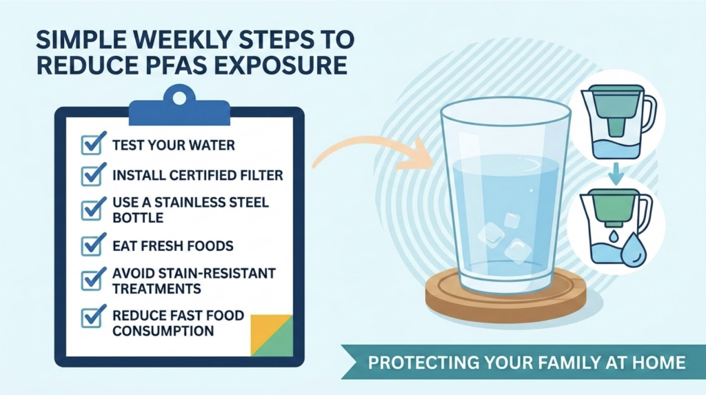 simple checklist for reducing PFAS exposure in a family's tap water