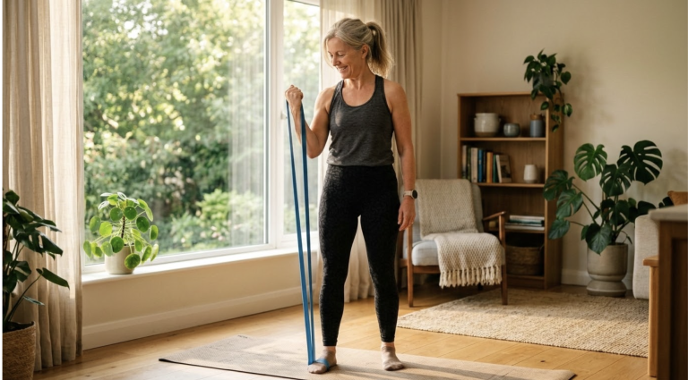 GLP-1 not seeing results, woman strength training at home