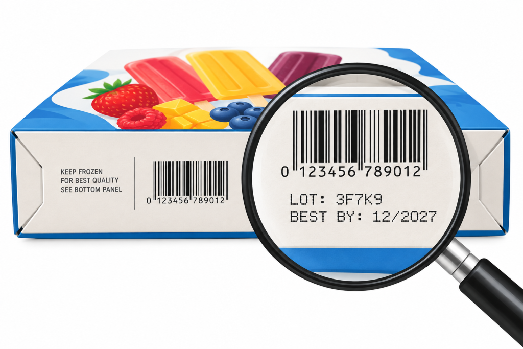 How to find the UPC and batch code on a recalled Outshine Fruit Bars box