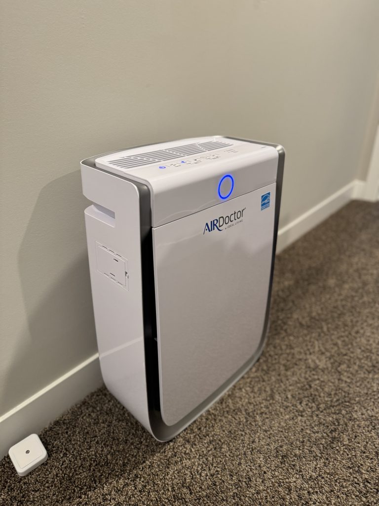 AirDoctor 3500 air purifier running quietly in a bedroom