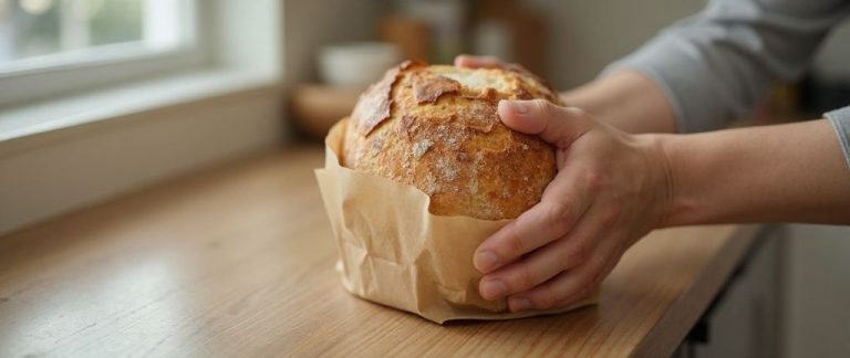 Loaf of sourdough bread being checked against a food recall notice