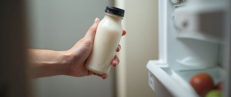 Bottle of refrigerated jalapeño avocado dressing being checked against a food recall notice