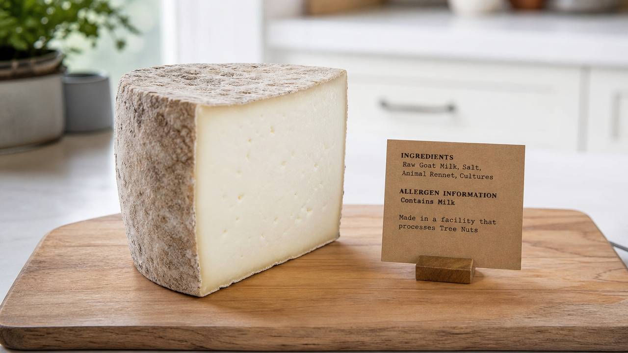 Checking the PLU code on a package of specialty cheese for a recall